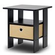 Furinno ANDREY Engineered Wood End Table with Bin Drawer in Espresso/Brown