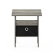 Furinno ANDREY Engineered Wood End Table with Bin Drawer in French Oak Gray