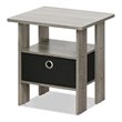 Furinno ANDREY Engineered Wood End Table with Bin Drawer in French Oak Gray