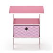 Furinno ANDREY Engineered Wood End Table with Bin Drawer in Light Pink