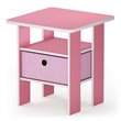 Furinno ANDREY Engineered Wood End Table with Bin Drawer in Light Pink
