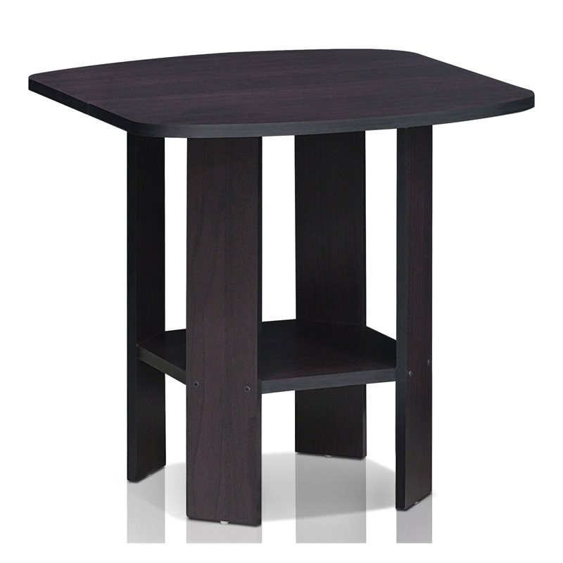 Furinno Contemporary Engineered Wood Simple Design End Table in Dark Walnut