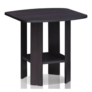 Furinno Contemporary Engineered Wood Simple Design End Table in Dark Walnut