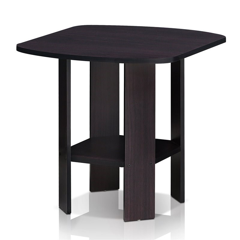 Furinno Contemporary Engineered Wood Simple Design End Table in Dark Walnut