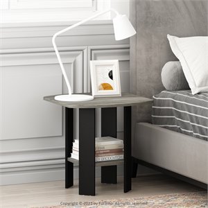 Furinno Engineered Wood Simple Design End Table in French Oak Gray/Black