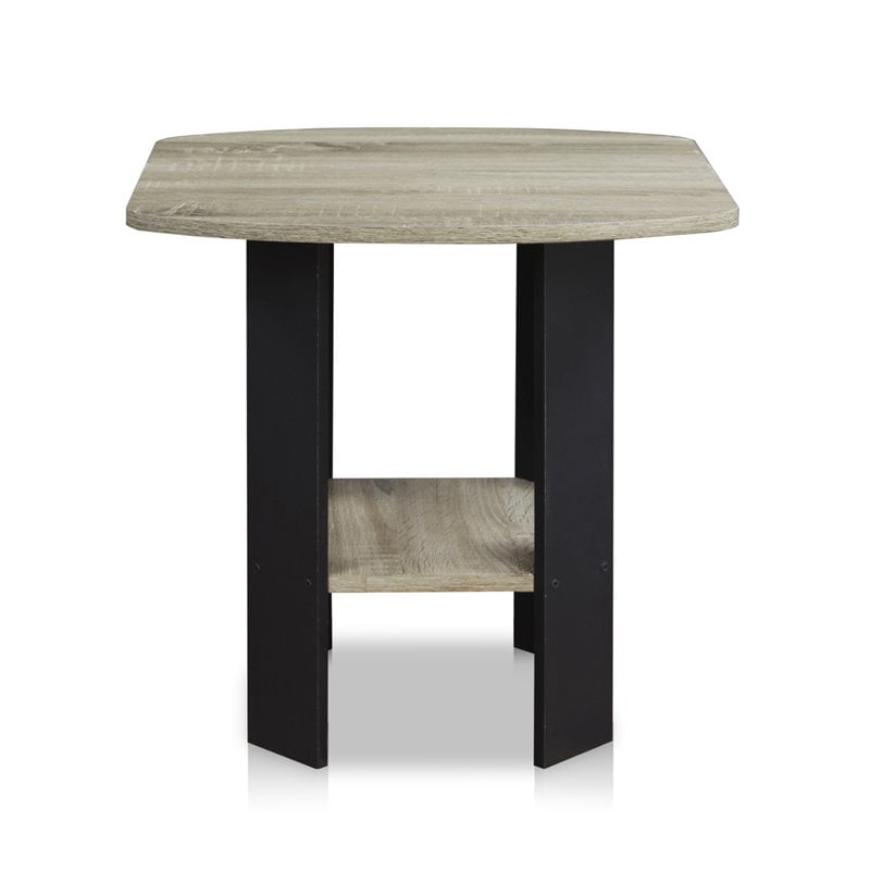 Furinno Engineered Wood Simple Design End Table in French Oak Gray/Black