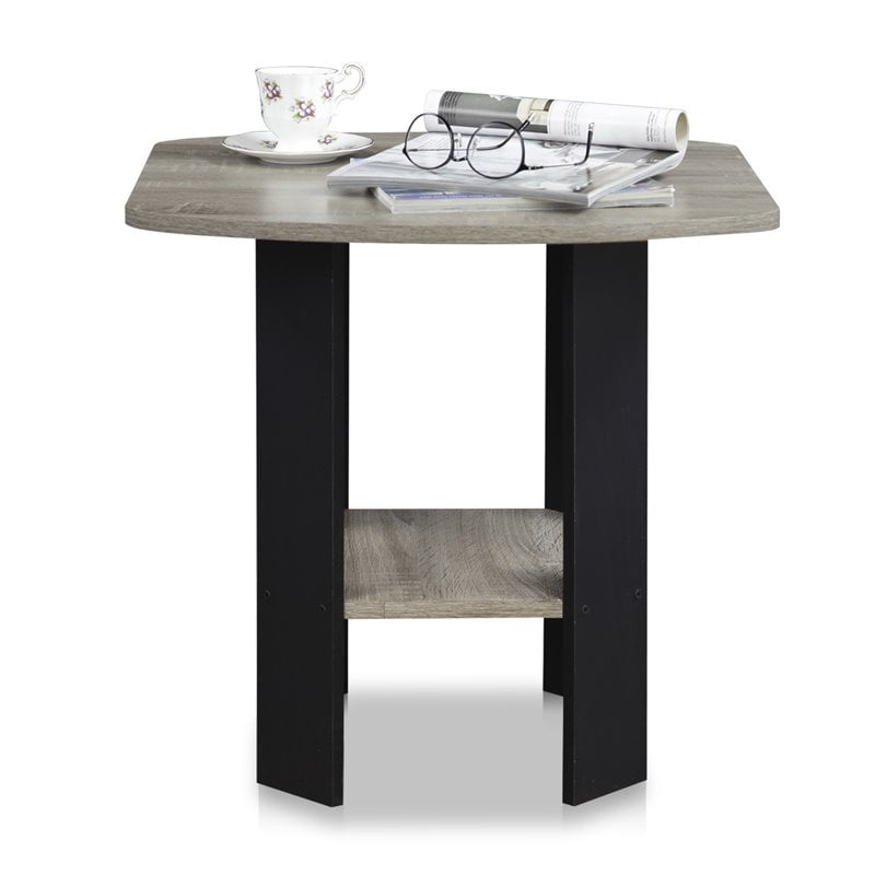 Furinno Engineered Wood Simple Design End Table in French Oak Gray/Black