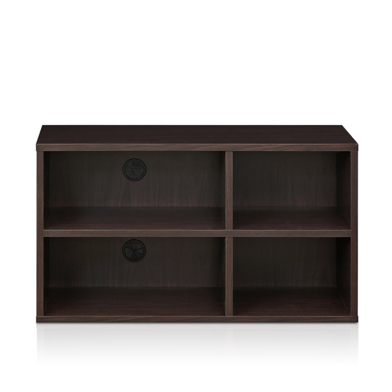 Furinno Indo Engineered Wood 2x2 Petite Audio Video Storage Shelf in Espresso