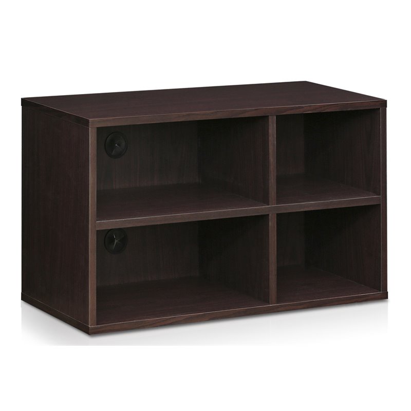 Furinno Indo Engineered Wood 2x2 Petite Audio Video Storage Shelf in Espresso