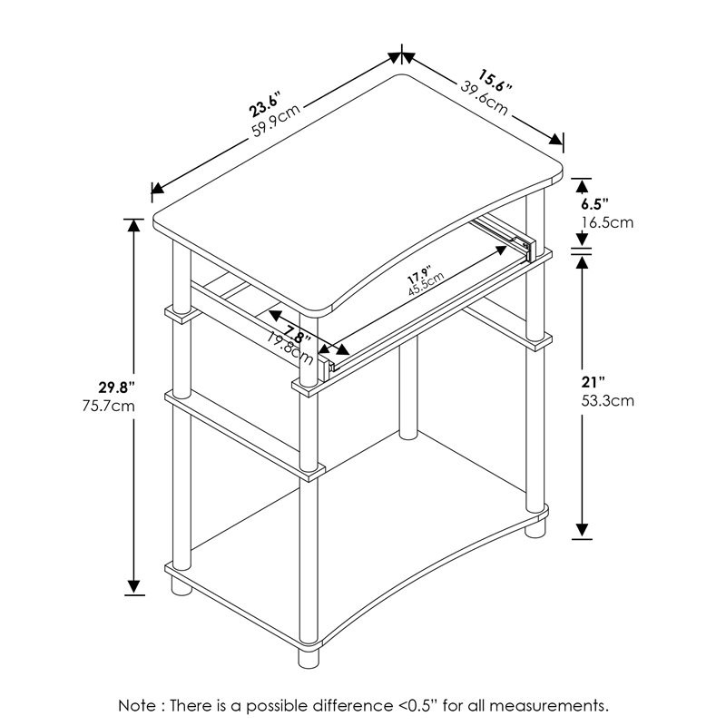 Furinno Wood Home Laptop Notebook Computer Desk in French Oak Gray/Black