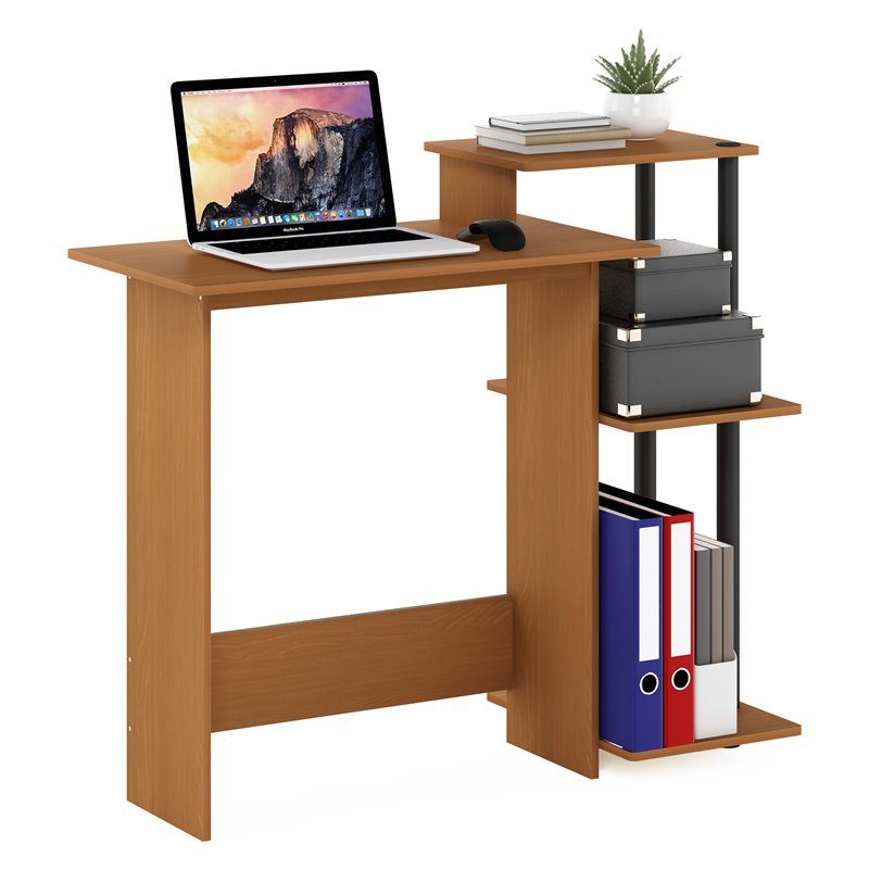 Furinno Efficient Wood Home Laptop Notebook Computer Desk in Light Cherry Black Cymax Business