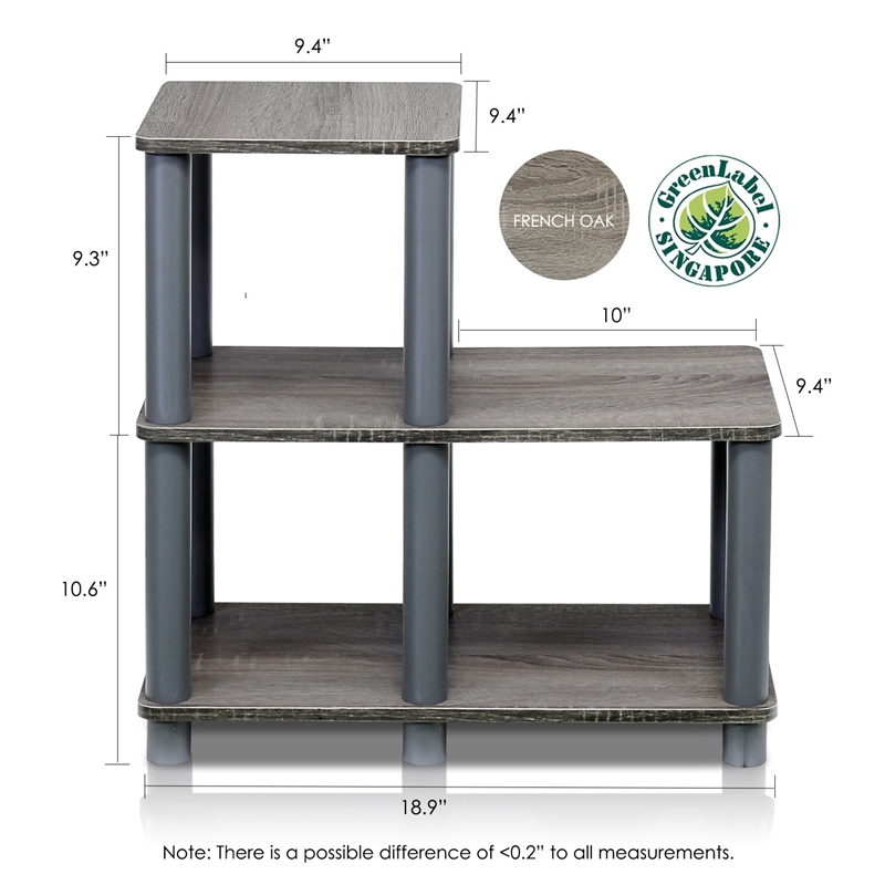 Furinno TURN-N-TUBE Engineered Wood Accent Decorative Shelf in French Oak Gray