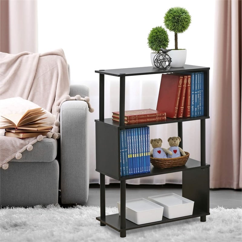 Furinno Flexi Contemporary Engineered Wood 4-Tier Rack in Espresso