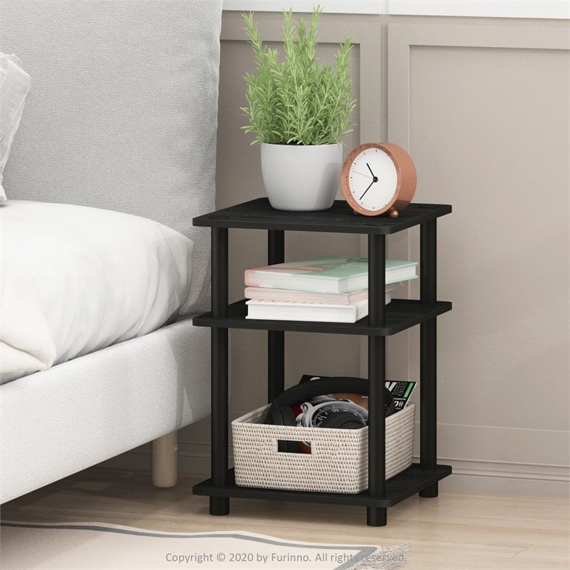 Furinno TURN-N-TUBE Contemporary Engineered Wood Multipurpose Shelf in Black