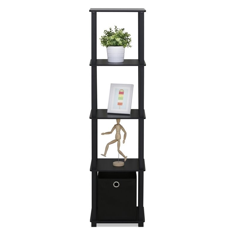 Furinno TURN-N-TUBE No Tools Wood 5-Tier Display Decorative Shelf in Black