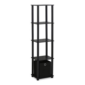 Furinno TURN-N-TUBE No Tools Wood 5-Tier Display Decorative Shelf in Black
