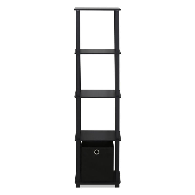 Furinno TURN-N-TUBE No Tools Wood 5-Tier Display Decorative Shelf in Black