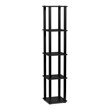 Furinno TURN-S-TUBE Wood 5-Tier Corner Rack Display Shelf in Americano Black