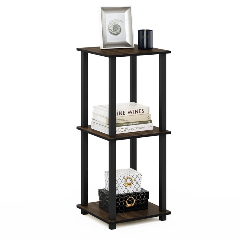 Furinno Engineered Wood SIMPLISTIC End Table in Columbia Walnut/Black (Set of 2)