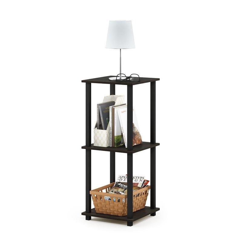 furinno engineered wood simplistic end table in espresso/black (set of 2)