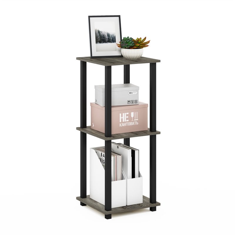 Furinno Engineered Wood SIMPLISTIC End Table in French Oak Gray/Black (Set of 2)