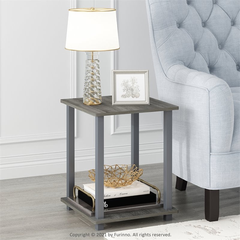 Furinno Engineered Wood SIMPLISTIC End Table in French Oak Gray (Set of 2)