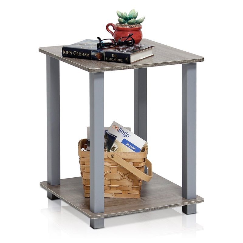 Furinno Engineered Wood SIMPLISTIC End Table in French Oak Gray (Set of 2)