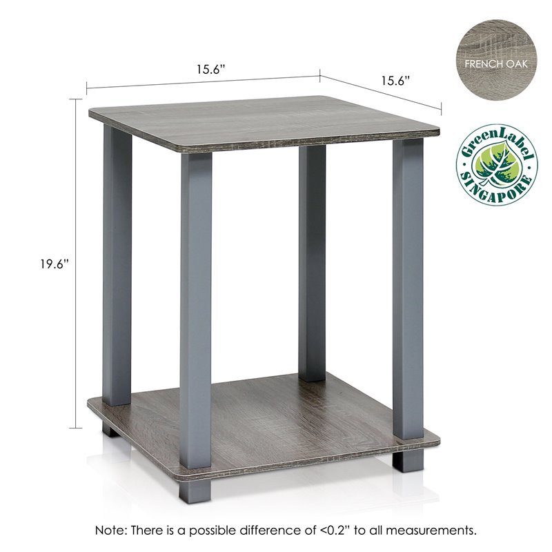 Furinno Engineered Wood SIMPLISTIC End Table in French Oak Gray (Set of 2)