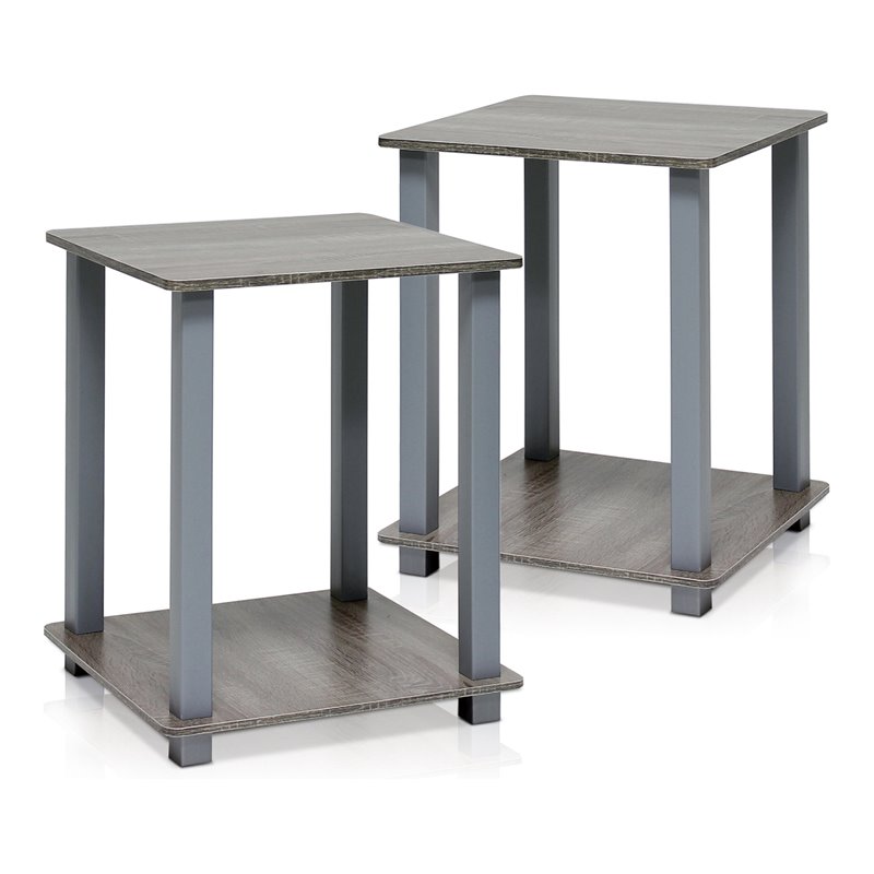 Furinno Engineered Wood SIMPLISTIC End Table in French Oak Gray (Set of 2)