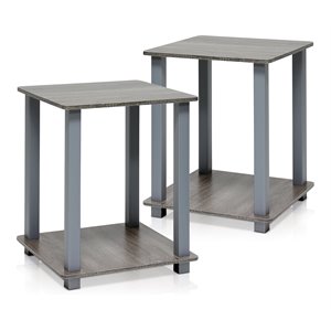 furinno engineered wood simplistic end table in french oak gray (set of 2)