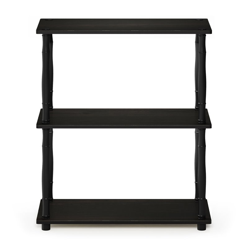 Furinno TURN-N-TUBE Wood 3-Tier Shelf Display Rack w/ Classic Tubes in Espresso