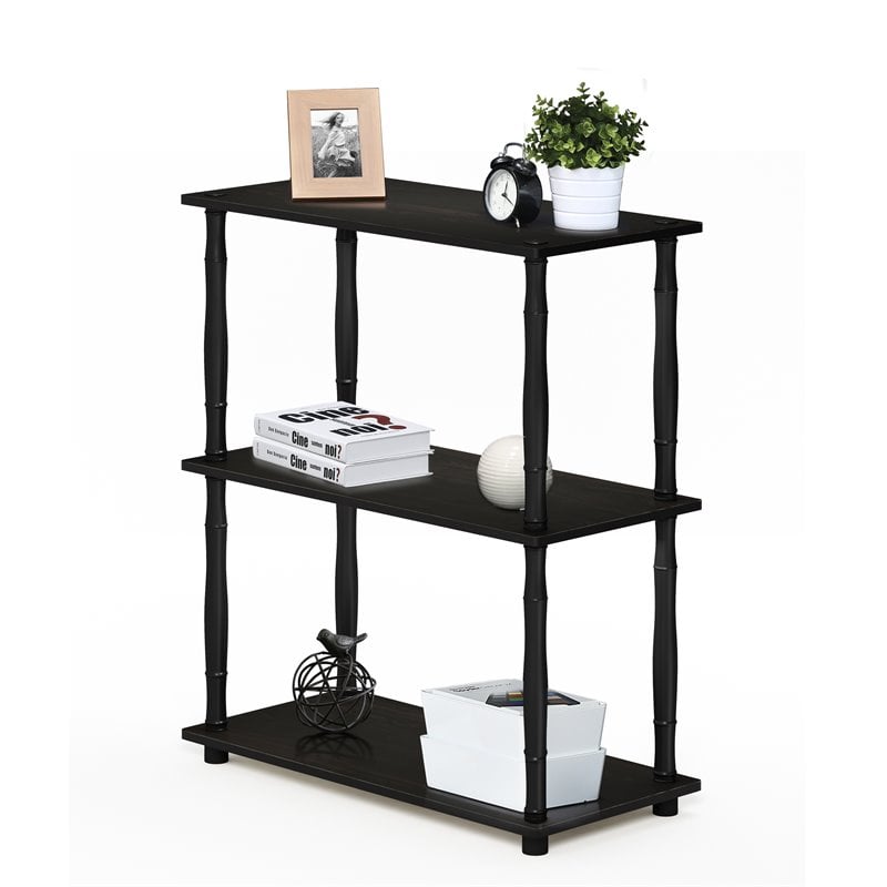 Furinno TURN-N-TUBE Wood 3-Tier Shelf Display Rack w/ Classic Tubes in Espresso