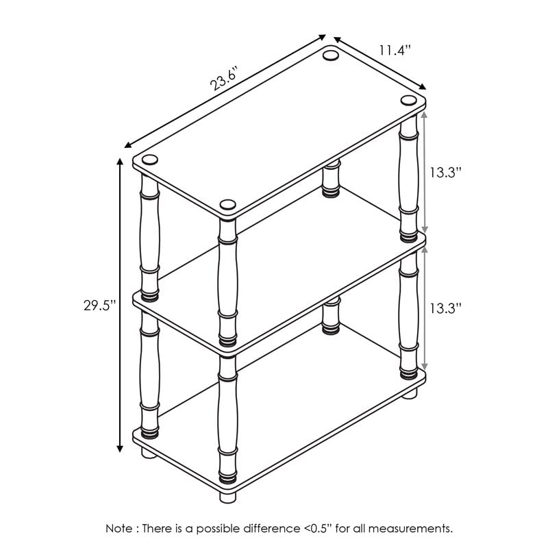 Furinno TURN-N-TUBE Wood 3-Tier Shelf Display Rack w/ Classic Tubes in Espresso