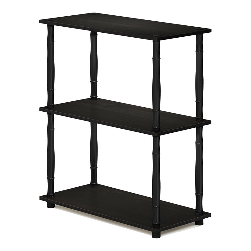 Furinno TURN-N-TUBE Wood 3-Tier Shelf Display Rack w/ Classic Tubes in Espresso