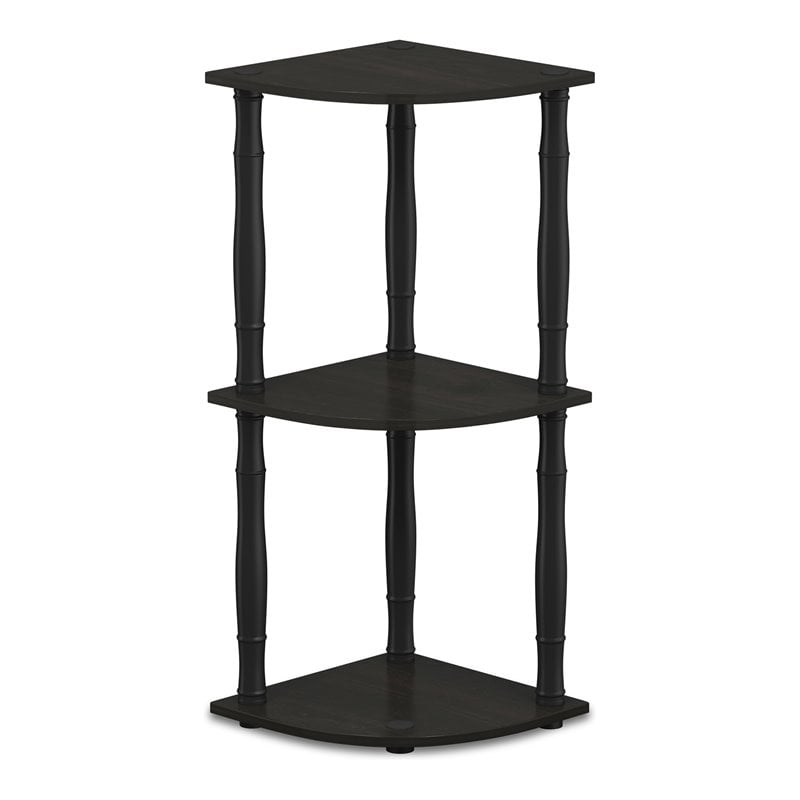 Furinno TURN-N-TUBE Wood 3-Tier Corner Display Rack w/ CLASSIC Tubes in Espresso