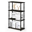 Furinno TURN-N-TUBE Wood 4-Tier Shelf Display Rack w/ CLASSIC Tubes in Espresso