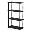 Furinno TURN-N-TUBE Wood 4-Tier Shelf Display Rack w/ CLASSIC Tubes in Espresso