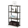 Furinno TURN-N-TUBE Wood 4-Tier Shelf Display Rack w/ CLASSIC Tubes in Oak Gray