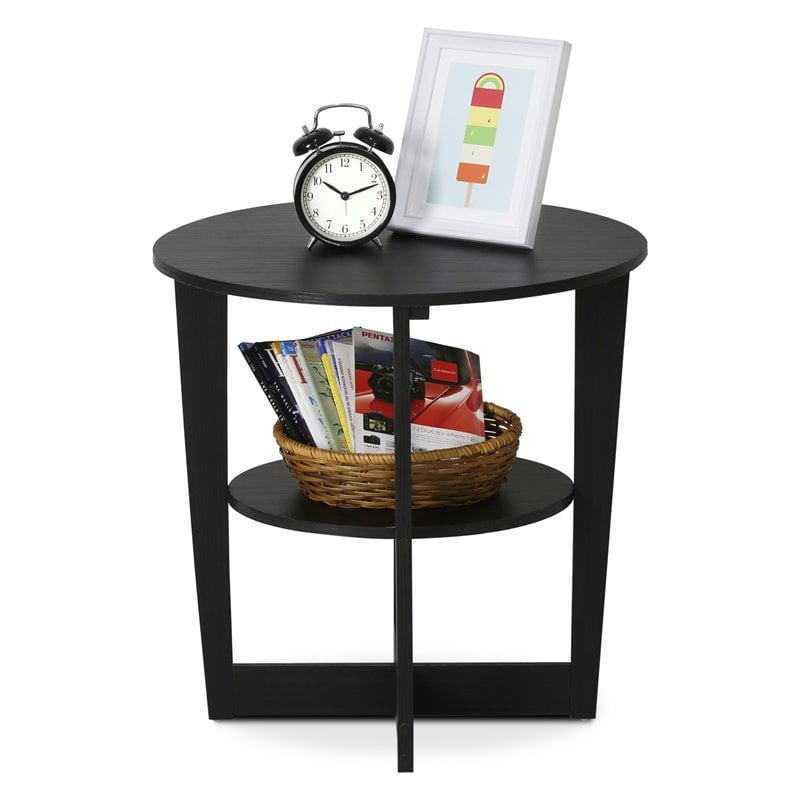 Furinno JAYA Contemporary Engineered Wood Oval End Table in Walnut
