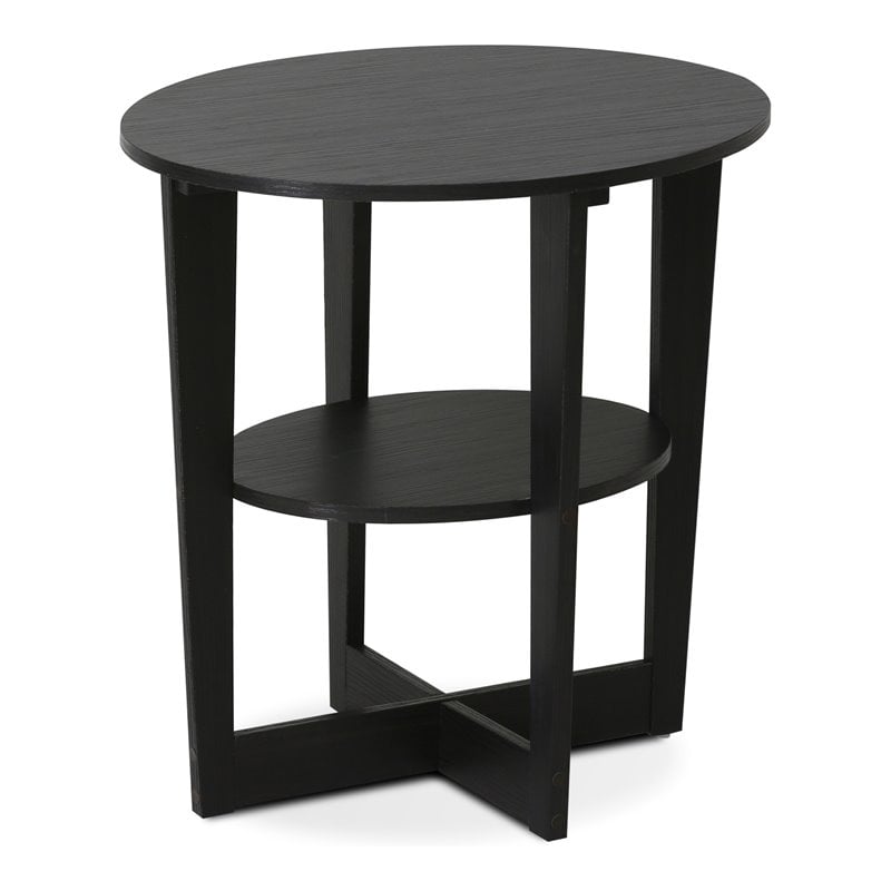 Furinno JAYA Contemporary Engineered Wood Oval End Table in Walnut