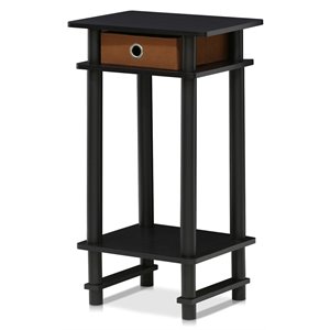Furinno TURN-N-TUBE Engineered Wood Tall End Table with Bin in Espresso/Brown