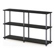 Furinno TURN-N-TUBE Wood 3-Tier Double Size Storage Display Rack in Black/Gray