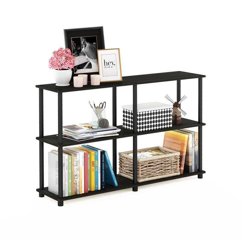 Furinno TURN-N-TUBE Wood 3-Tier Double Size Storage Display Rack in Espresso