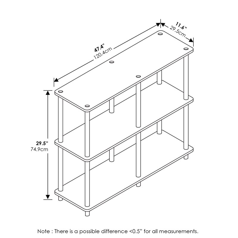 Furinno TURN-N-TUBE Wood 3-Tier Double Size Storage Display Rack in Espresso