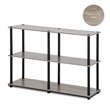 Furinno TURN-N-TUBE Wood 3-Tier Storage Display Rack in French Oak Gray/Black