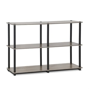Furinno TURN-N-TUBE Wood 3-Tier Storage Display Rack in French Oak Gray/Black
