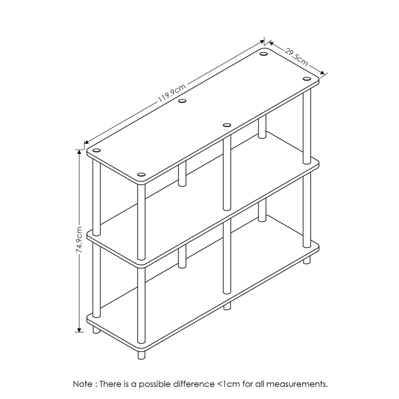 Furinno TURN-N-TUBE Wood 3-Tier Storage Display Rack in French Oak Gray/Black