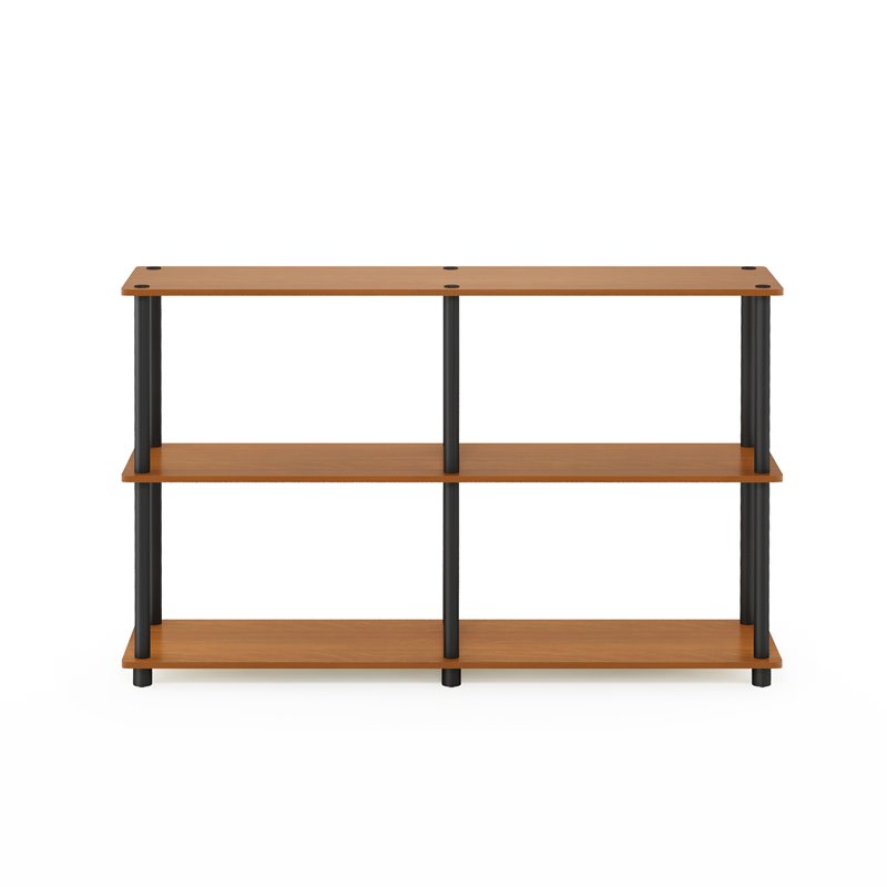 Furinno TURN-N-TUBE Wood 3-Tier Storage Display Rack in Light Cherry/Black