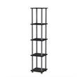 Furinno TURN-N-TUBE Wood 5-Tier Corner Square Rack Display Shelf in Black/Gray