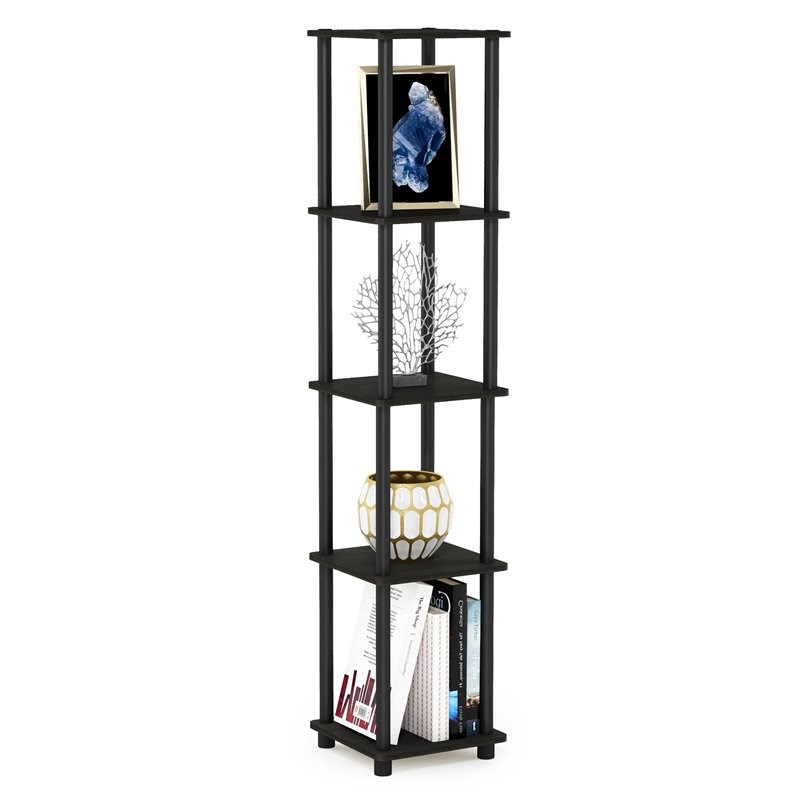 Furinno TURN-N-TUBE Wood 5-Tier Corner Square Rack Display Shelf in Espresso